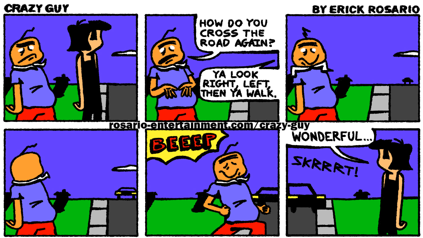 Crazy Guy Anniversary: Poopeegie Crosses the Road